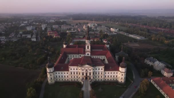 Slow Drifting Aerial View Hradisko Monastery Currently Used Military Hospital — Stock Video