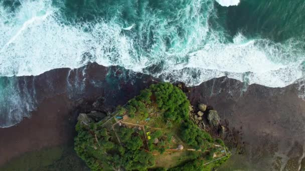 Flygfoto Skönheten Drini Gunungkidul Stranden Yogyakarta Centrala Java Indonesien — Stockvideo