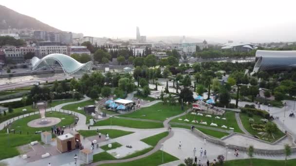 Flyover Drone Rike Park Ponte Paz — Vídeo de Stock