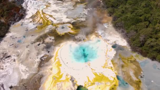 Belle Zone Thermale Colorée Nouvelle Zélande Drone Aérien Orakei Korako — Video