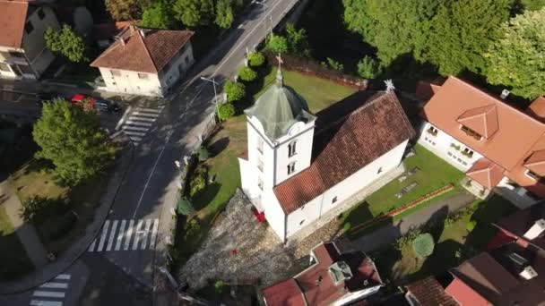 Church Saints Emperor Constantine Empress Helena Ivanjica Serbia Drone Aerial — Stock Video