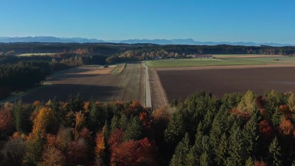 Autumnal Aerial View Mountain Range Footage — Stock Video