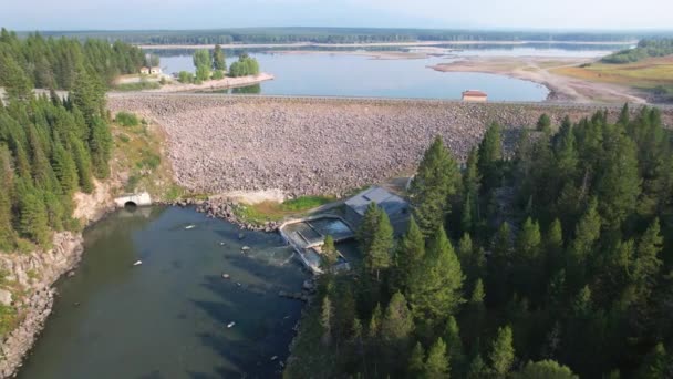 Schöne Luftaufnahme Eines Staudamms Und Sees Inselpark Idaho Sehen Sie — Stockvideo