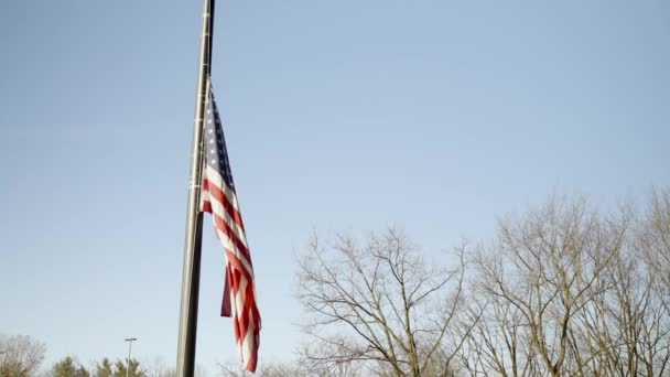 Drapeau Américain Flottant Dans Vent Jour Automne — Video