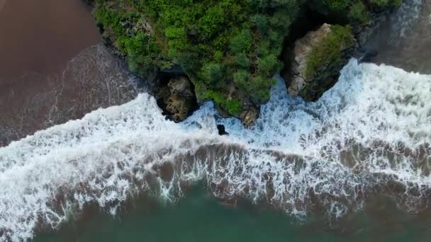 Flygfoto Skönheten Drini Gunungkidul Stranden Yogyakarta Centrala Java Indonesien — Stockvideo