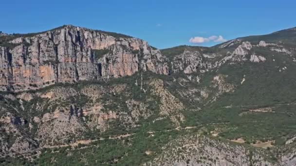 Aiguines France Aerial Avión Tripulado Tiro Panorámico Volando Alrededor Del — Vídeo de stock