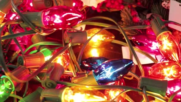 Luces Navidad Cristal Muchos Colores — Vídeo de stock