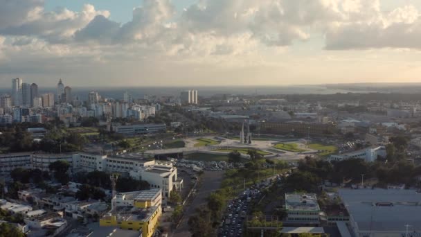 Náměstí Vlajky Nebo Plaza Bandera Mořem Pozadí Santo Domingo Letecký — Stock video