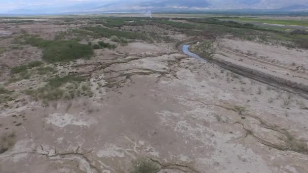 Dry Enriquillo Lake Bed Dominican Republic Aerial Forward — Stock Video