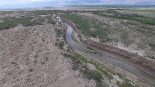 Dron Latający Nad Wiejskim Krajobrazem Jeziora Enriquillo Dominikana Przód Powietrza — Wideo stockowe