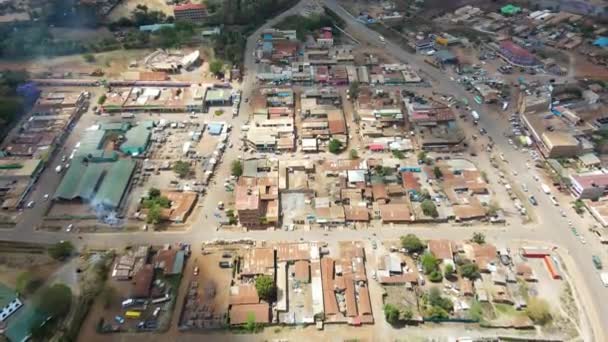 Luchtfoto Van Een Drukke Stad Het Platteland Van Kenia Drone — Stockvideo