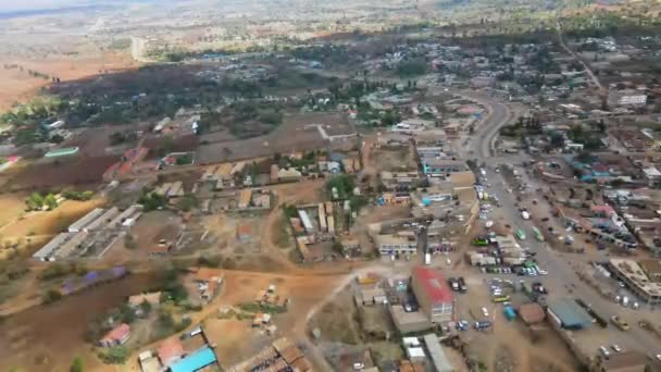 Luchtfoto Overzicht Van Een Drukke Stad Kenia — Stockvideo