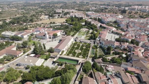 Castelo Branco Paesaggio Urbano Aereo Bellissimi Giardini Dell Antico Palazzo — Video Stock