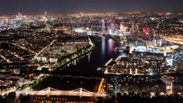 Aerial Hyperlapse Battersea Power Station Night West London — Stock Video