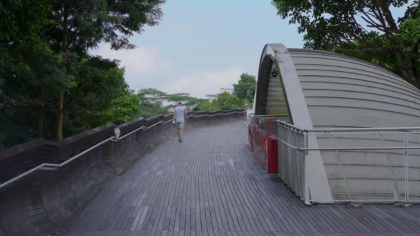 在新加坡费伯尔山公园安德森湾散步和锻炼的人 — 图库视频影像