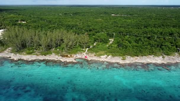 Vista Aérea Una Costa Hierro Selva Caribeña Segundo Plano — Vídeos de Stock