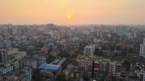 Sunset Flygning Över Moskén Samtal Till Bön Dhaka Bangladesh — Stockvideo