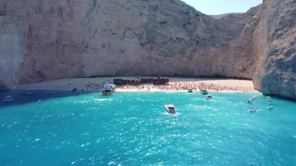 Playa Navagio Con Famoso Barco Naufragado Zante Grecia — Vídeos de Stock