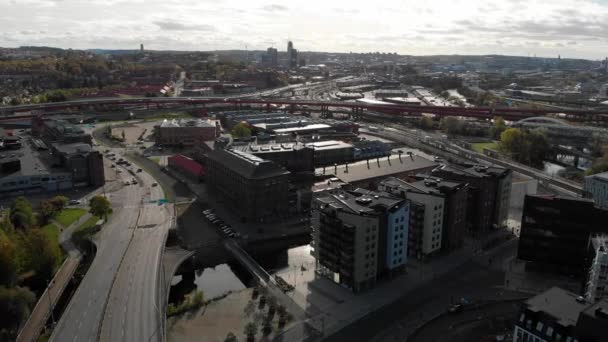 Bellissimo Paesaggio Urbano Della Città Vecchia Goteborg Vista Aerea Drone — Video Stock