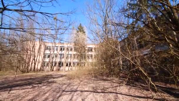 Opuštěná Školní Budova Jaderné Katastrofě Pripyat Černobyl — Stock video