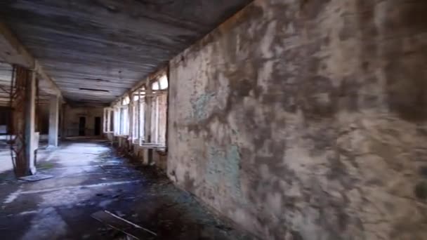 Interior Abandonado Ruinoso Edificio Nuclear Militar Soviético Pripyat Chernobyl — Vídeos de Stock