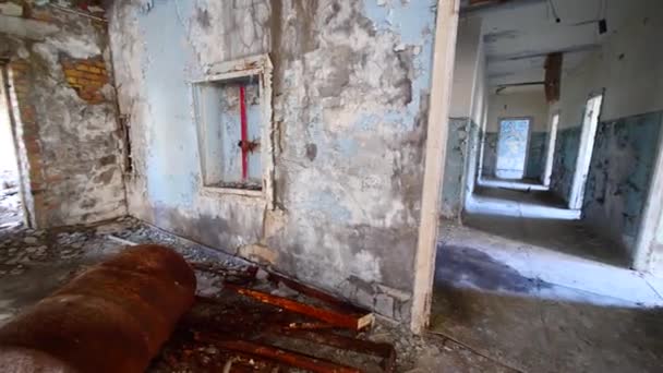 360 Verfallene Gebäude Nach Atomexplosion Pripjat Tschernobyl Aufgegeben — Stockvideo