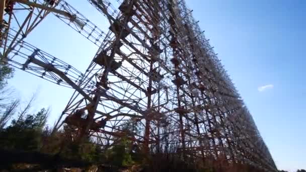 Radar Duga Lente Llamarada Gran Estructura Equipo Militar Metal Chernobyl — Vídeos de Stock