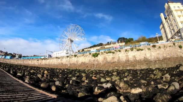 Llandudno Pier Ferris Wiel Attractie Ontmanteling Aan Het Einde Van — Stockvideo