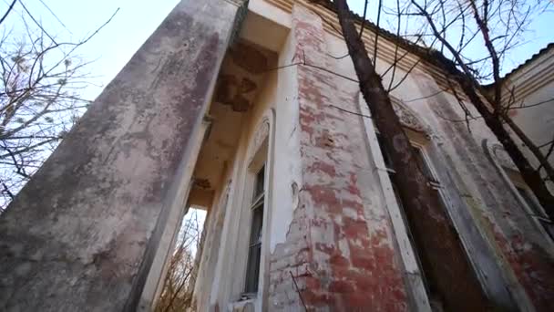 Neglected Large Soviet Union Political Building Chernobyl Pan — Stock Video