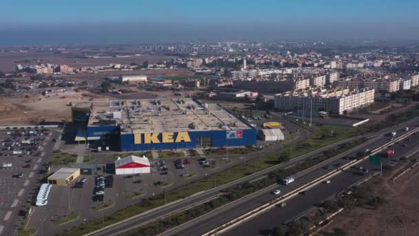 Luchtfoto Van Ikea Store Casablanca Met Uitzicht Snelweg — Stockvideo