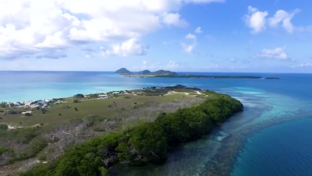 Drone Shot Los Roques Natuur Archipel Luchtfoto Van Amazing Seascape — Stockvideo
