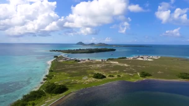 Vue Aérienne Île Rurale Pirata Cay Archipel Tropical Los Roques — Video