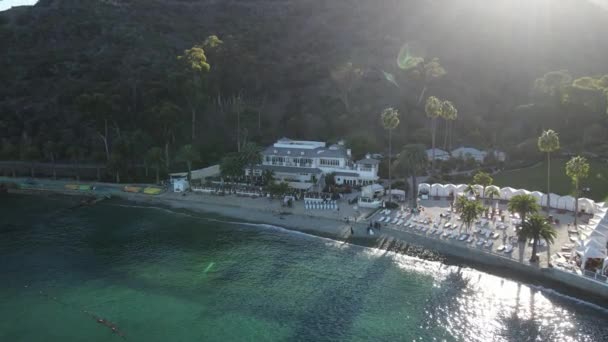 Solnedgång Drönare Skott Catalina Island Beach — Stockvideo