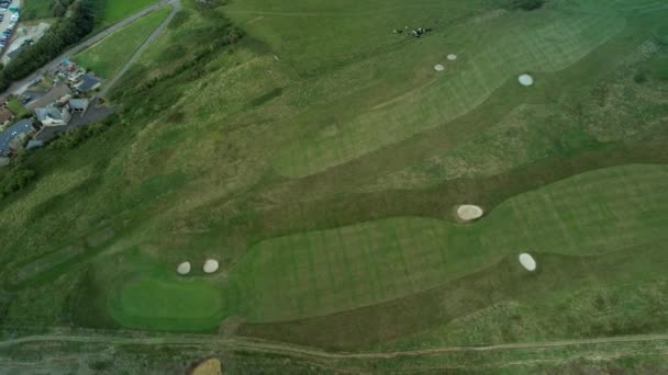 Bridport West Bay Gold Course Golden Sandy Beach Aerial View — Stok Video