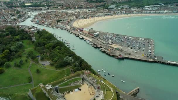 Revelar Shot Historic Nothe Fort Weymouth Dorset Reino Unido Retroceso — Vídeos de Stock