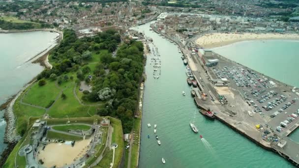 Weymouth Historic Nothe Fort Harbor Dorset Reino Unido Tomada Drones — Vídeo de Stock