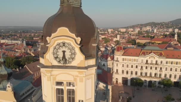 Kinematografické Letecké Záběry Náměstí Szchenyi Maďarském Pcs Významném Kulturním Centru — Stock video