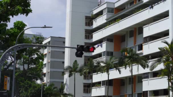 红绿灯改为绿绿灯 新加坡的街道 — 图库视频影像