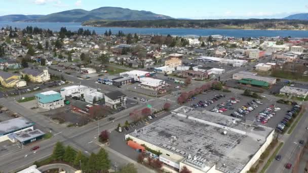 Cinematico Filmato Drone Aereo Midtown Old Town Anacortes Lungomare Zona — Video Stock