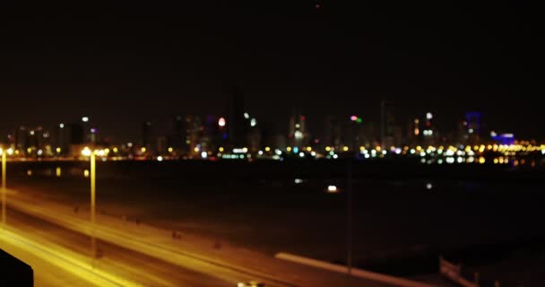 Πάρει Στο Επίκεντρο Νύχτα Cityscape Ουρανοξύστες Δει Από Juffair District — Αρχείο Βίντεο