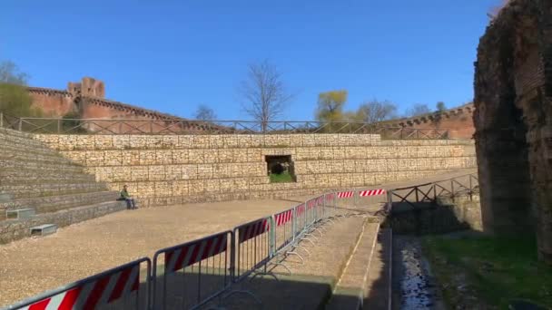 Siena Tuscany Talya Şehir Duvarının Içindeki Eski Taş Basamakların Statik — Stok video