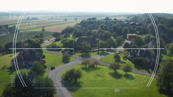 Beweging Grafiek Van Drone Levering Boven Buurt Pakket Lucht Luchtfoto — Stockvideo