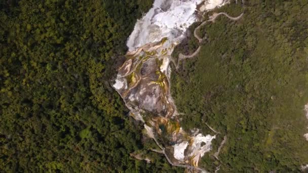 Widok Lotu Ptaka Obszar Geotermalny Orakei Korako Nowej Zelandii Strzał — Wideo stockowe