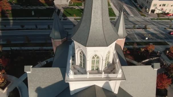 Arsitektur Indah Dari Pusat Kota Provo Kuil Mormon Lds Aerial — Stok Video