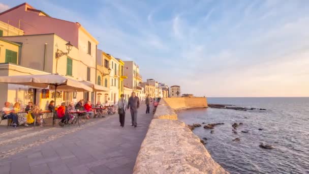 Time Lapse Sulla Costa Alghero Italia Antiche Mura Della Città — Video Stock