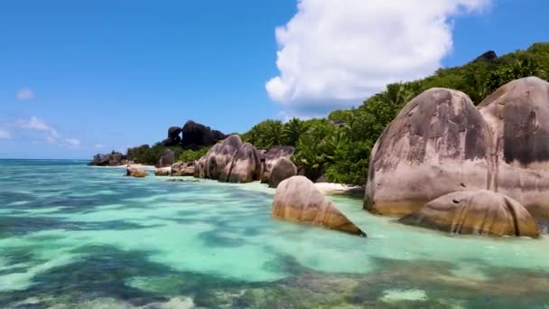 Seychelles Digue Rocks Aerial Drone18 Mp4 — Video Stock