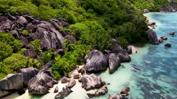 Seychelles Digue Rocks Aerial Drone4 Mp4 — Video Stock