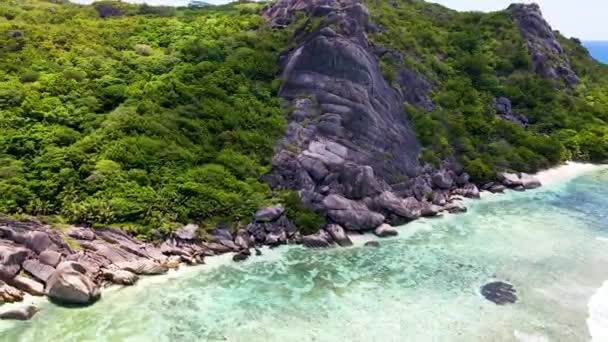Seychelles Digue Rocks Aerial Drone20 Mp4 — Video Stock