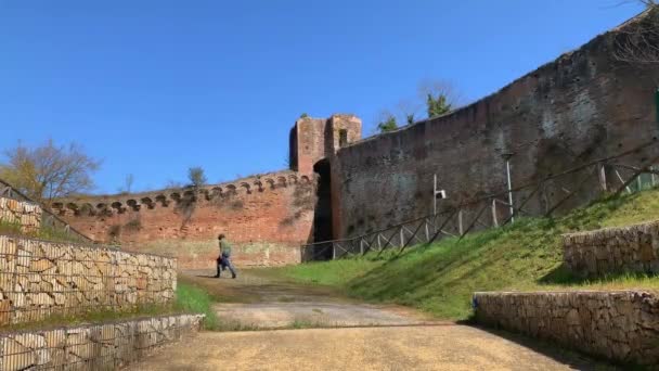 Fotografía Estática Antigua Muralla Medieval Siena Toscana Italia Hecha 1400 — Vídeos de Stock