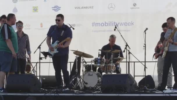 Grupo Música Tocando Etapa Semana Movilidad — Vídeos de Stock